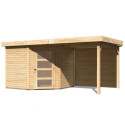 Abri de jardin en bois massif 5,95m² Schwandorf 5 avec appentis 240cm et paroi arrière – Karibu 