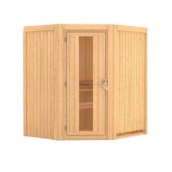 Sauna traditionnel d’angle Tonja Plug &Play - 3 à 4 places 68mm KARIBU