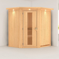 Sauna traditionnel d’angle Tonja Plug &Play - 3 à 4 places 68mm KARIBU