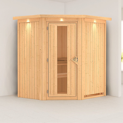 Sauna traditionnel d’angle Tonja Plug &Play - 3 à 4 places 68mm KARIBU