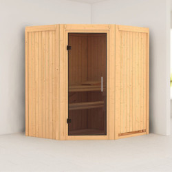 Sauna traditionnel d’angle Tonja Plug &Play - 3 à 4 places 68mm KARIBU