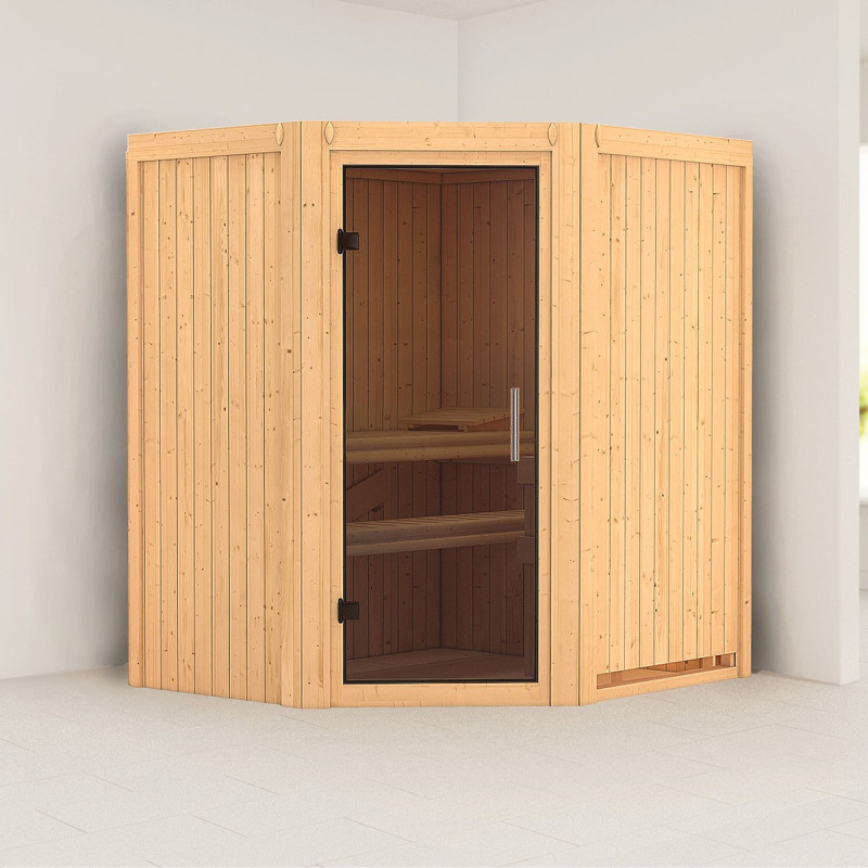 Sauna traditionnel d’angle Tonja Plug &Play - 3 à 4 places 68mm KARIBU