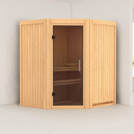 Sauna traditionnel d’angle Tonja Plug &Play - 3 à 4 places 68mm KARIBU