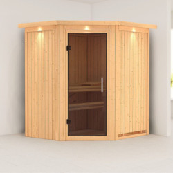 Sauna traditionnel d’angle Tonja Plug &Play - 3 à 4 places 68mm KARIBU