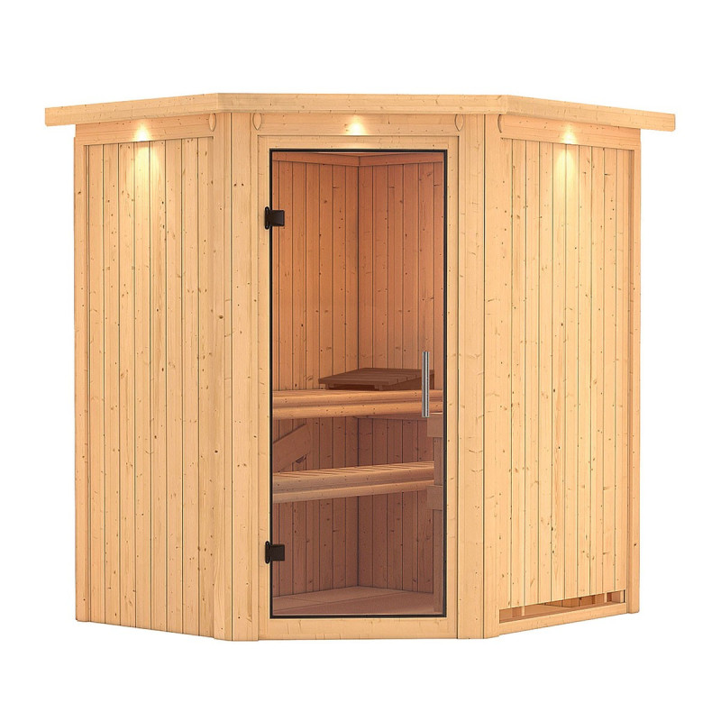 Sauna traditionnel d’angle Tonja Plug &Play - 3 à 4 places 68mm KARIBU