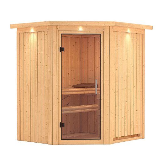 Sauna traditionnel d’angle Tonja Plug &Play - 3 à 4 places 68mm KARIBU
