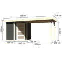 Abri de jardin en bois massif gris terre 4,62m² Schwandorf 3 avec appentis 280cm – Karibu 
