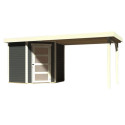 Abri de jardin en bois massif gris terre 4,62m² Schwandorf 3 avec appentis 280cm – Karibu 