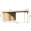 Abri de jardin en bois massif 5,95m² Schwandorf 5 avec appentis 280cm – Karibu 