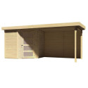 Abri de jardin en bois massif 4,62m² Schwandorf 3 avec appentis 280cm et paroi arrière – Karibu 