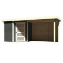 Abri de jardin en bois massif gris terre 4,62m² Schwandorf 3 avec appentis 280cm et paroi arrière – Karibu 