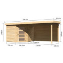 Abri de jardin en bois massif 5,95m² Schwandorf 5 avec appentis 280cm et paroi arrière – Karibu 
