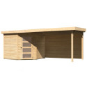 Abri de jardin en bois massif 5,95m² Schwandorf 5 avec appentis 280cm et paroi arrière – Karibu 