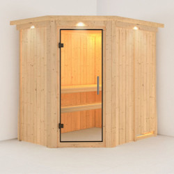 Sauna traditionnel d’angle Saja Plug &Play - 3 à 4 places 68mm KARIBU