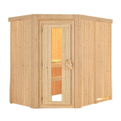 Sauna traditionnel d’angle Saja Plug &Play - 3 à 4 places 68mm KARIBU