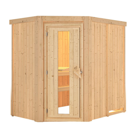 Sauna traditionnel d’angle Saja Plug &Play - 3 à 4 places 68mm KARIBU