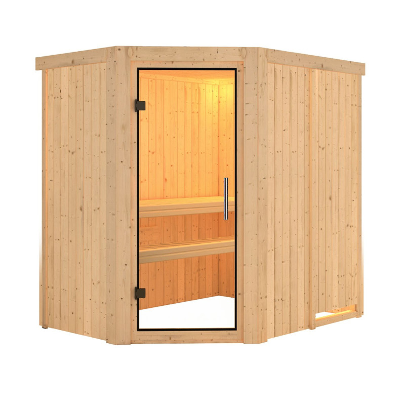 Sauna traditionnel d’angle Saja Plug &Play - 3 à 4 places 68mm KARIBU