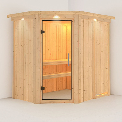 Sauna traditionnel d’angle Saja Plug &Play - 3 à 4 places 68mm KARIBU