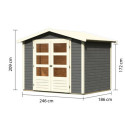 Abri de jardin en bois massif gris terre 4,57m² Amberg 3 – Karibu 
