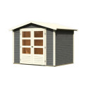 Abri de jardin en bois massif gris terre 4,57m² Amberg 3 – Karibu 