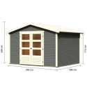 Abri de jardin en bois massif gris terre 6,05m² Amberg 4 – Karibu 