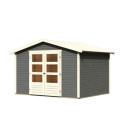 Abri de jardin en bois massif gris terre 6,05m² Amberg 4 – Karibu 