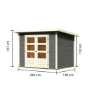 Abri de jardin en bois massif gris terre 4,57m² Stockach 3 – Karibu 