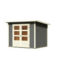Abri de jardin en bois massif gris terre 4,57m² Stockach 3 – Karibu 