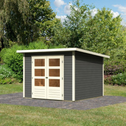 Abri de jardin en bois massif gris terre 6,05m² Stockach 4 – Karibu