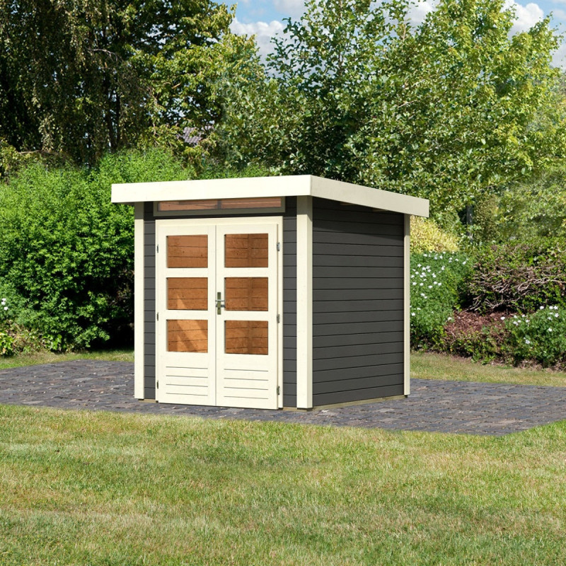 Abri de jardin en bois massif gris terre 4,16m² Kandern 1 – Woodfeeling