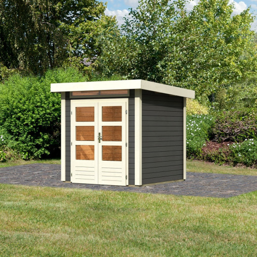 Abri de jardin en bois massif gris terre 4,16m² Kandern 1 – Woodfeeling