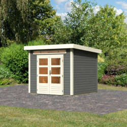 Abri de jardin en bois massif gris terre 5,95m² Kandern 3 – Karibu 