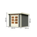 Abri de jardin en bois massif gris terre 5,95m² Kandern 3 – Karibu 