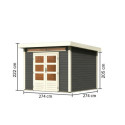 Abri de jardin en bois massif gris terre 7,50m² Kandern 6 – Karibu 
