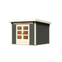 Abri de jardin en bois massif gris terre 7,50m² Kandern 6 – Karibu 