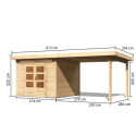 Abri de jardin en bois massif 7,50m² Kandern 6 avec appentis 320cm – Karibu 