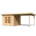 Abri de jardin en bois massif 7,50m² Kandern 6 avec appentis 320cm – Karibu 
