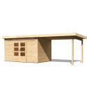 Abri de jardin en bois massif 8,88m² Kandern 7 avec appentis 320cm – Karibu 
