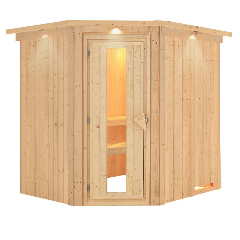 Sauna traditionnel d’angle Lilja Plug &Play - 4 à 6 places 68mm KARIBU