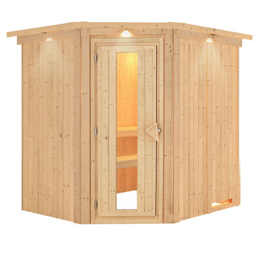 Sauna traditionnel d’angle Lilja Plug &Play - 4 à 6 places 68mm KARIBU