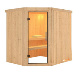 Sauna traditionnel d’angle Lilja Plug &Play - 4 à 6 places 68mm KARIBU