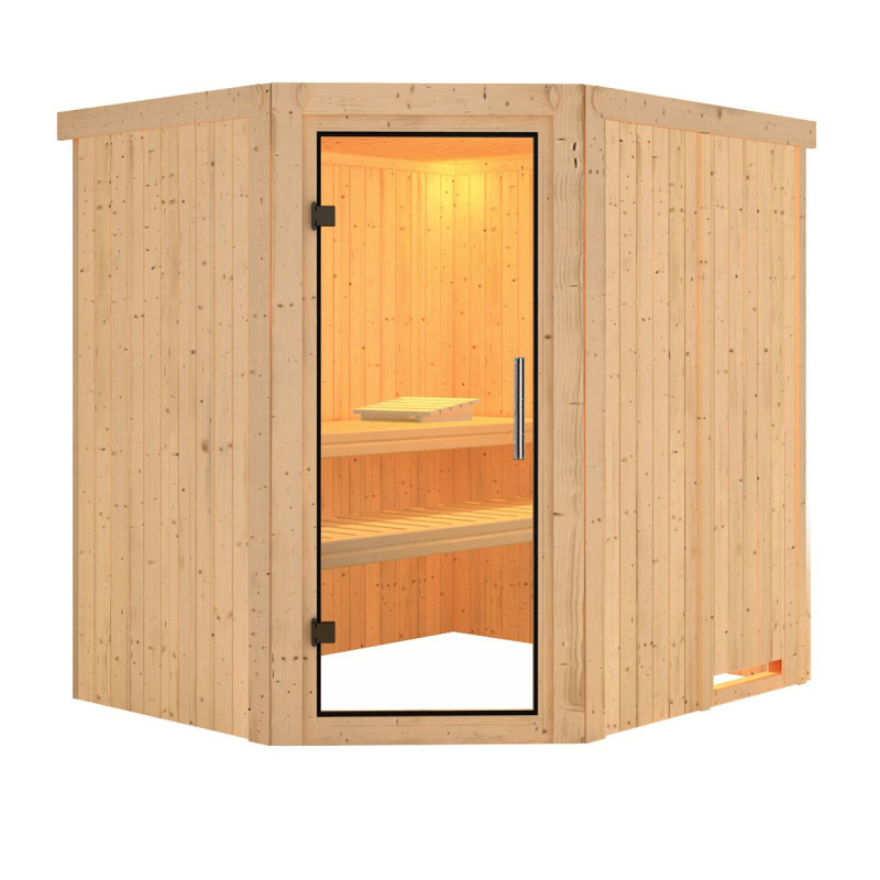Sauna traditionnel d’angle Lilja Plug &Play - 4 à 6 places 68mm KARIBU
