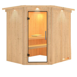 Sauna traditionnel d’angle Lilja Plug &Play - 4 à 6 places 68mm KARIBU