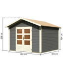 Abri de jardin en bois massif gris terre 9,24m² Talkau 8 – Karibu 