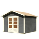 Abri de jardin en bois massif gris terre 9,24m² Talkau 8 – Karibu 