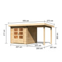 Abri de jardin en bois massif 5,62m² Bastrup 2 avec appentis 200cm – Woodfeeling