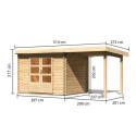 Abri de jardin en bois massif 7,04m² Bastrup 3 avec appentis 200cm – Karibu 