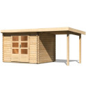 Abri de jardin en bois massif 7,04m² Bastrup 3 avec appentis 200cm – Karibu 