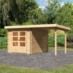 Abri de jardin en bois massif 7,04m² Bastrup 4 avec appentis 200cm – Karibu 