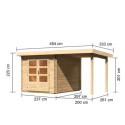 Abri de jardin en bois massif 7,04m² Bastrup 4 avec appentis 200cm – Karibu 